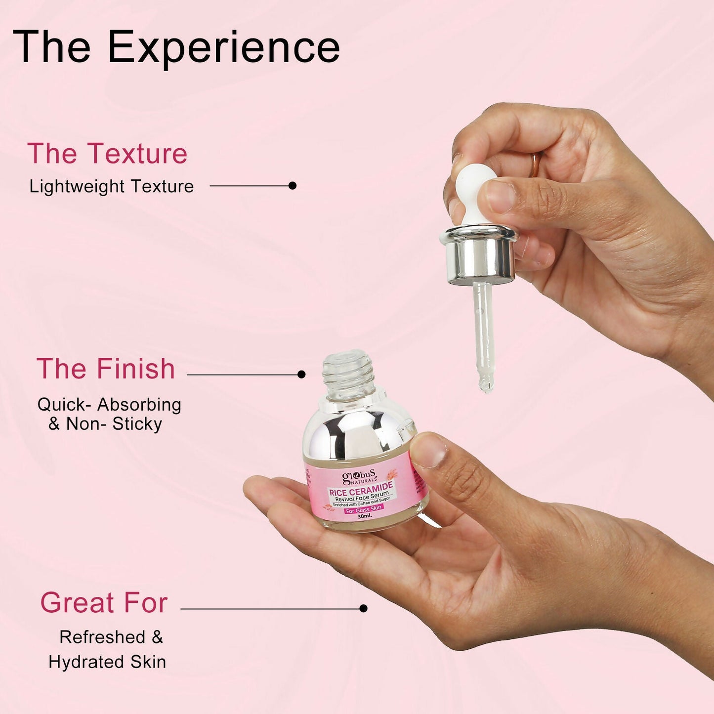 Globus Naturals Rice Ceramide Revival Face Serum, For Korean Glass Skin | Swadesiicart