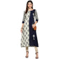 NOZ2TOZ Women's Blue & White Rayon Straight Kurta- (1pc set) - Swadesiicart