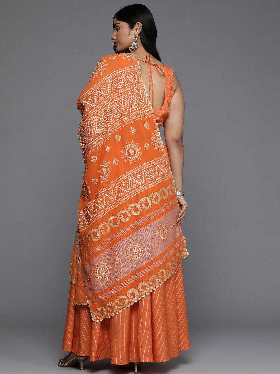 Ahalyaa Women's Traditional wear Lehenga Choli - Orange | Swadesiicart