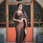 DEIANA'S Beautiful Designer Golden zari Soft Lichi Silk Saree - Mehandi - Swadesiicart