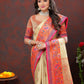 Lorenvalley Fashion Cream Kanjivaram Silk Woven Design with Zari Weaving Saree - Swadesiicart