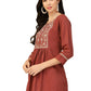 Brown Poly Rayon Floral Embroidered Top - Zeny