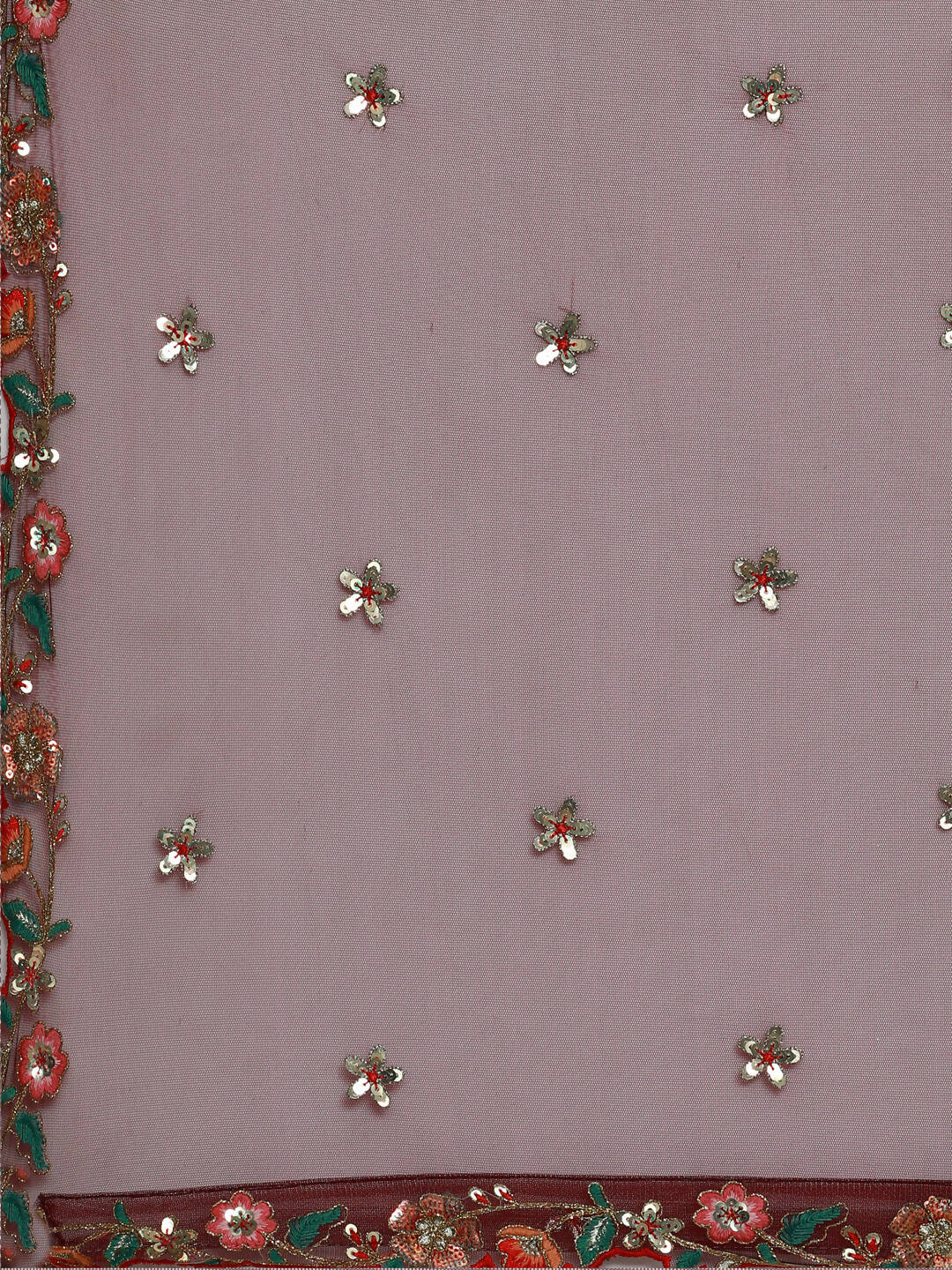 House of Panchhi Burgundy Net Sequinse Work Lehenga & Blouse, Dupatta | Swadesiicart
