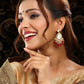Ruby Raang Gold Polished Kundan Earrings With Maroon Stones | Swadesiicart