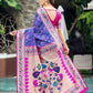Vishnu Weaves Women's Purple Paithani Patola Silk Zari Woven Saree with Unstitched Blouse - Swadesiicart