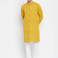Even Apparels Yellow Pure Cotton Men's Sherwani Kurta With Open Front | Swadesiicart