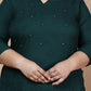 Miravan Women's Plus Size Green Embroidered Straight Kurti - Swadesiicart