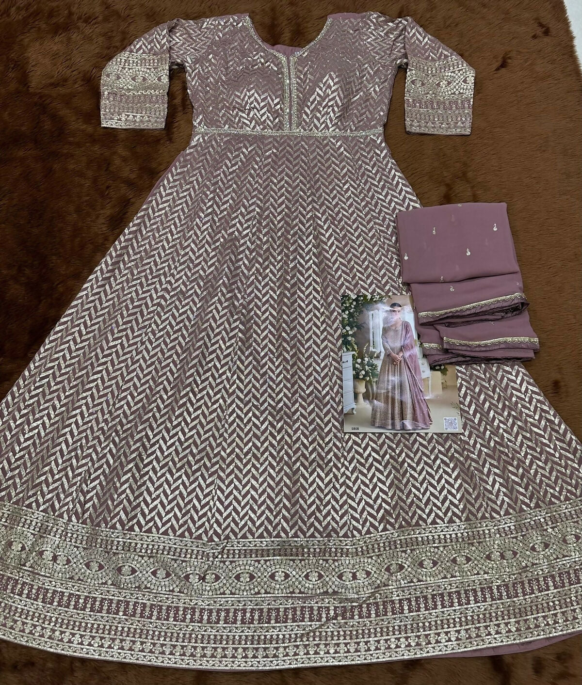 Anaita Purple Real Georgette Readymade Anarkali Gown with Embroidery & Sequence Work