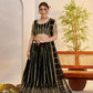 Aastha Fashion Black Butterfly Net Zari Work And Cotton Thread Work And Sequence Work Embroidery Wedding Wear Lehenga Choli