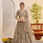 Aastha Fashion Metallic Gray Butterfly Net Tone To Tone Cotton Thread Work And Sequence Work Embroidery Wedding Wear Lehenga Choli