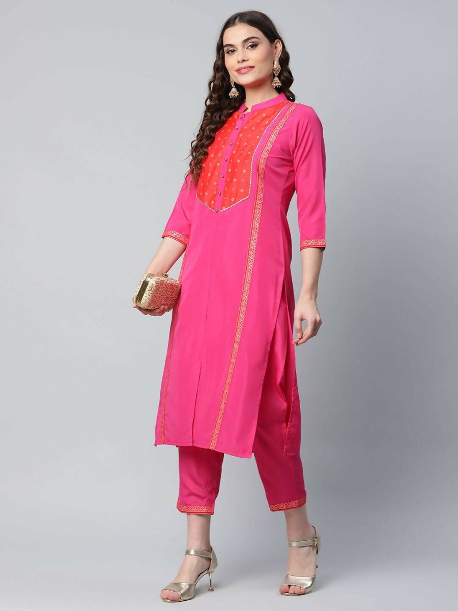 Ahalyaa Womens Pink Crepe Printed Kurtas | Swadesiicart