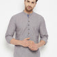 Even Apparels Grey Color Pure Cotton Short Men's Kurta With Band Collar | Swadesiicart