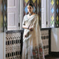 Vishnu Weaves Women's Grey Muga Cotton Saree with Blouse - Swadesiicart