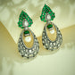 Nuyug 22K Gold-Plated Zircon Studded & Pearl Teardrop Shaped Dangler Earrings | Swadesiicart