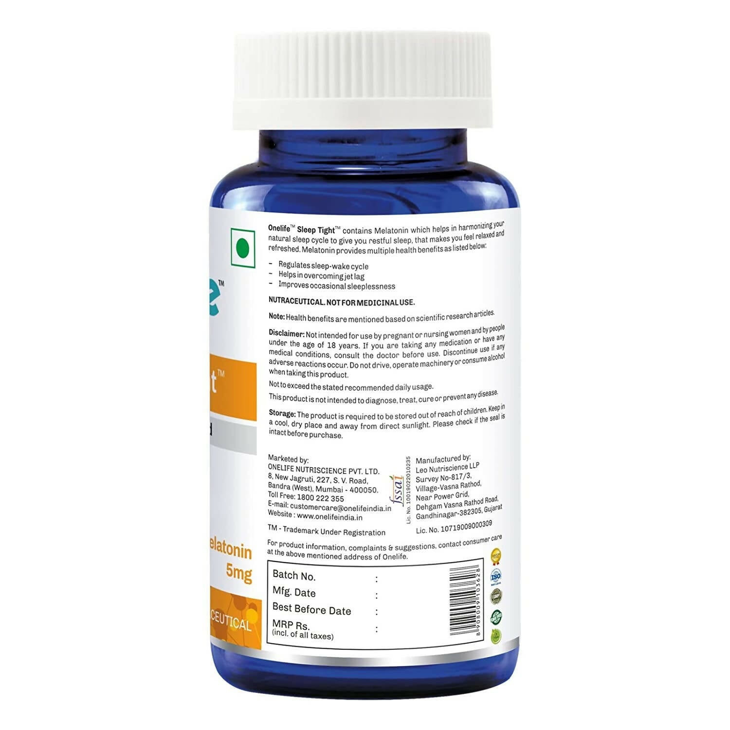 Onelife Sleep Tight Melatonin Tablets - Swadesiicart