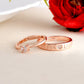 VOJ Stainless Steel Cubic Zirconia Gold-Polished Adjustable Couple Ring Set | Swadesiicart