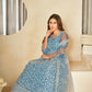 Jyoti Fashion Women's Sky Blue Net Embroidered Anarkali Kurta Pant Set With Dupatta | Swadesiicart