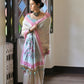 Vishnu Weaves Women's Pink Muga Cotton Saree with Blouse - Swadesiicart