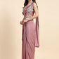 Pink Lycra Solid Ready to wear Saree with stitched Blouse - Vanita | Swadesiicart
