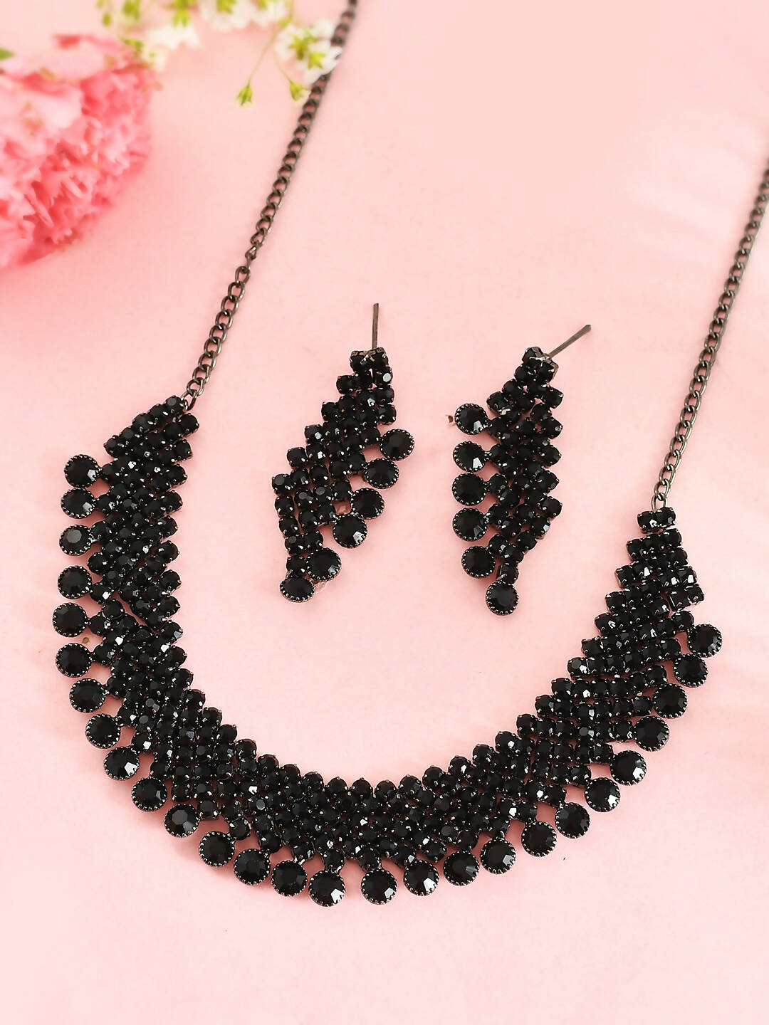 VOJ Women Black Color stainless steel Jewellery Set - VOJ (Valley Of Jewellery)