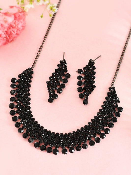 VOJ Women Black Color stainless steel Jewellery Set - VOJ (Valley Of Jewellery)