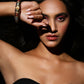 Gold-Polished Blue White Kundan Studded Pearls Beaded Bangle - Ruby Raang - Ruby Raang Studio