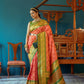 Vishnu Weaves Women's Gajri Patola Banarasi Silk Meenakari Zari Woven Saree with Blouse - Swadesiicart