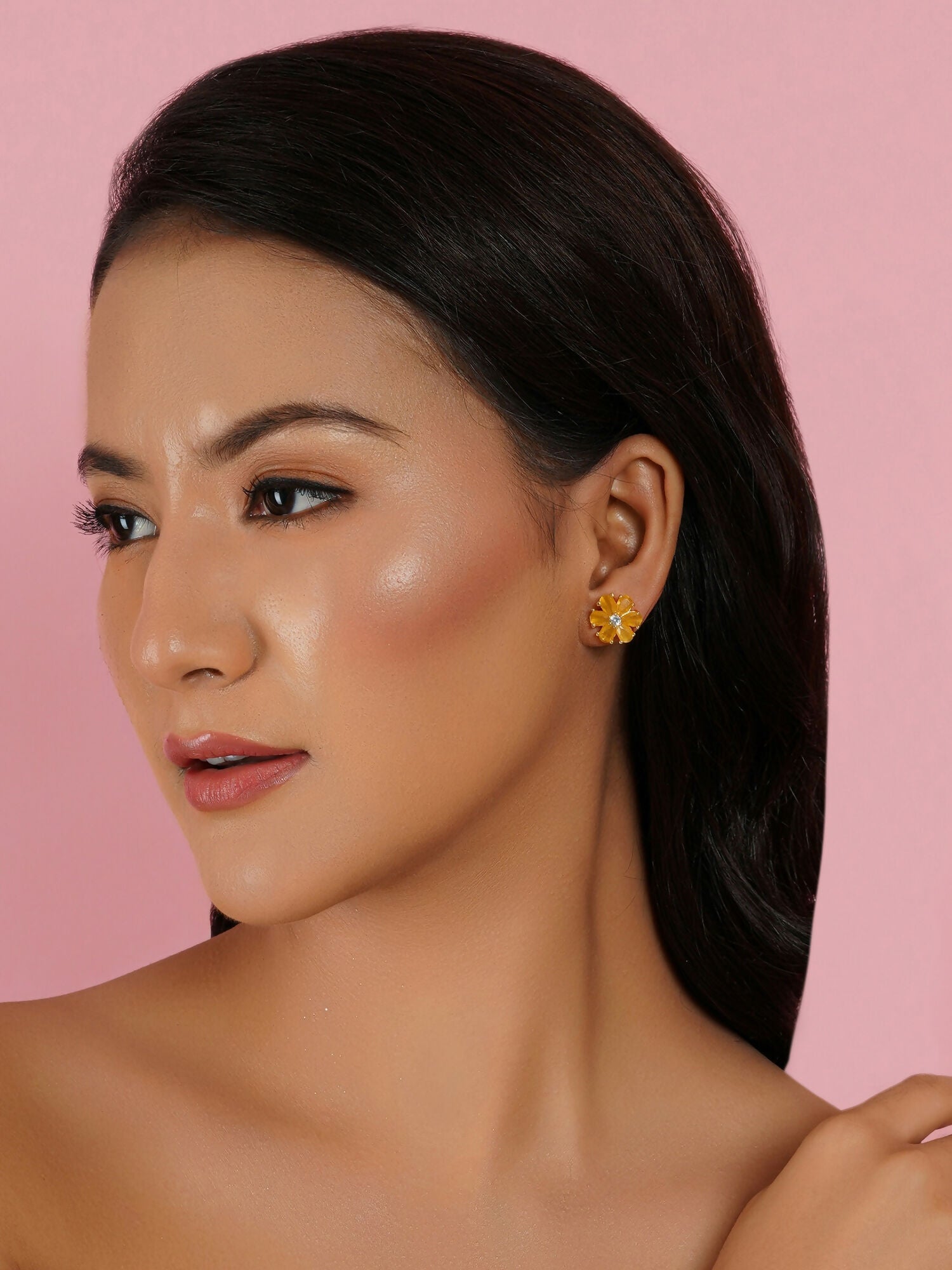 stone stud (yellow) - Ruby Raang - Swadesiicart