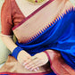 DEIANA'S Beautiful Designer Golden zari Soft Lichi Silk Saree - Blue - Swadesiicart