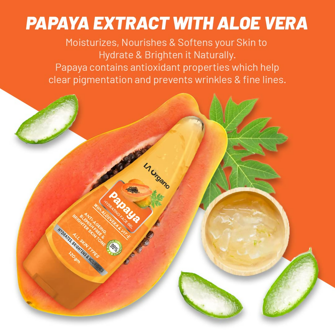LA Organo Papaya Hydrating Face Gel with Alovera & Vit-E & Activated Charcoal Peel Off Mask Combo | Swadesiicart