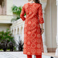 The52 Orange Women's Gorgeous Rayon Embroidered Straight Kurta with Pant And Dupatta Set - Swadesiicart