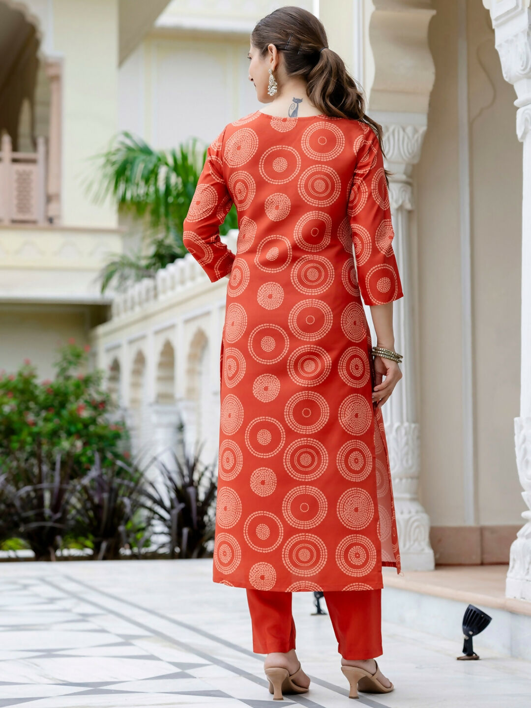 The52 Orange Women's Gorgeous Rayon Embroidered Straight Kurta with Pant And Dupatta Set - Swadesiicart