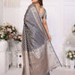 Aastha Fashion Grey Organza Silk Weaving Saree