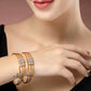 NVR Women's Set of 2 Gold-Polished CZ Stone-Studded Adjustable Bangles - Swadesiicart