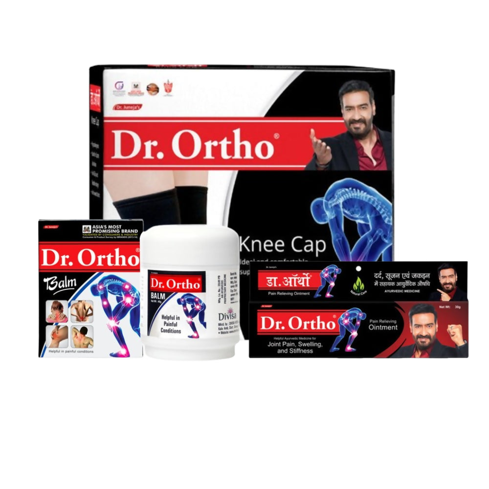 Dr. Ortho Ayurvedic Ointment, Balm & Knee Cap Combo - Divisa Herbals