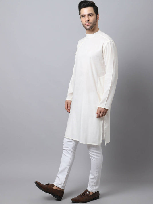 Even Apparels White Pure Cotton Men's Kurta With Side Placket | Swadesiicart