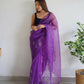 Vamsee Wine Organza Saree - Swadesiicart