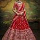 House of Panchhi Red Pure Silk Moti & Zarkan heavy embroidery Lehenga choli & Dupatta | Swadesiicart