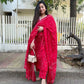 The52 Red Women's Beautiful Rayon Fabric Printed Work Straight Kurta Pant and Dupatta Set - Swadesiicart