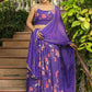 Janasya Purple Georgette Floral Lehenga Choli Dupatta | Swadesiicart