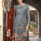 Jyoti Fashion Women's Grey Velvet Floral Digital Printed Kurta with Trouser & Dupatta | Swadesiicart