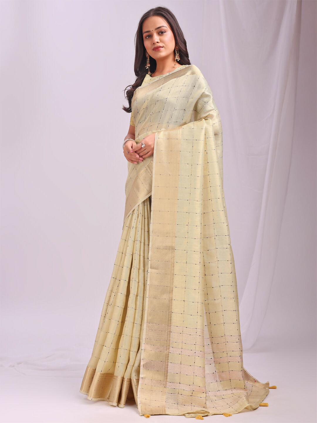 Shree Shyam Fashion Organza Gold Saree