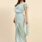 Light Blue Lycra Solid Ready to Wear Saree with stitched Blouse - Nita | Swadesiicart