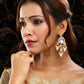 Ruby Raang 22k Gold Polished Kundan Earrings With Pearls | Swadesiicart