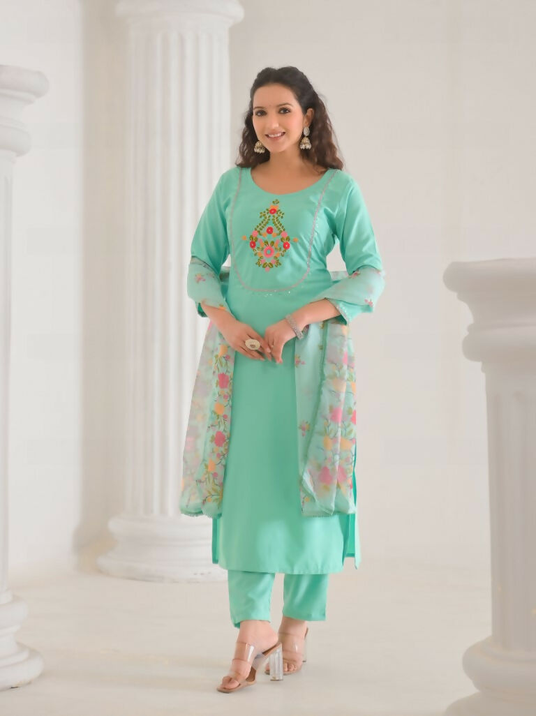 Ethnic Festive Wear Reyon Slub Tile Stitched Suit With Dupatta - Tanisha | Swadesiicart