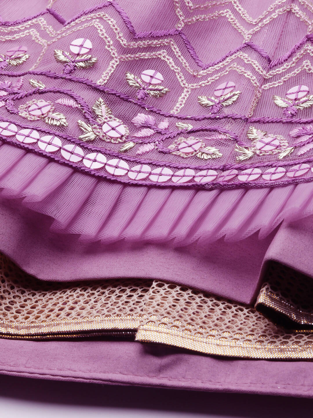 House of Panchhi Rose Gold Net Sequinse Work Lehenga & Blouse, Dupatta | Swadesiicart