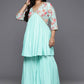 Ahalyaa Women's Traditional Wear Co-ords - Firozi - Swadesiicart