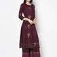Aniyah Rayon Wine Color Block Print Straight Kurta Palazzo Set (AN-174K)