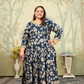 Jyoti Fashion Women's Navy Blue Rayon Floral Print with Sequins Designer Anarkali Set | Swadesiicart