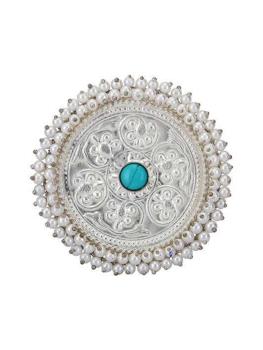 Joban Fashion Women Round Shape Silver Tone Ring | Swadesiicart